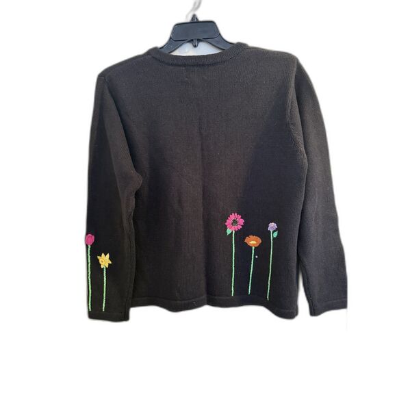 Quacker Factory Beaded Floral & Butterfly Cardigan Sweater - Size Large - Picture 2 of 5